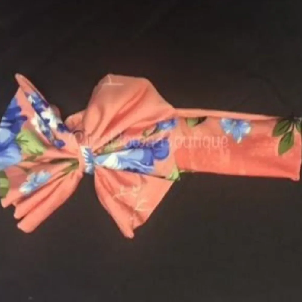 Peach Floral Big Bow Headband  FLPEI  NWT Boutique